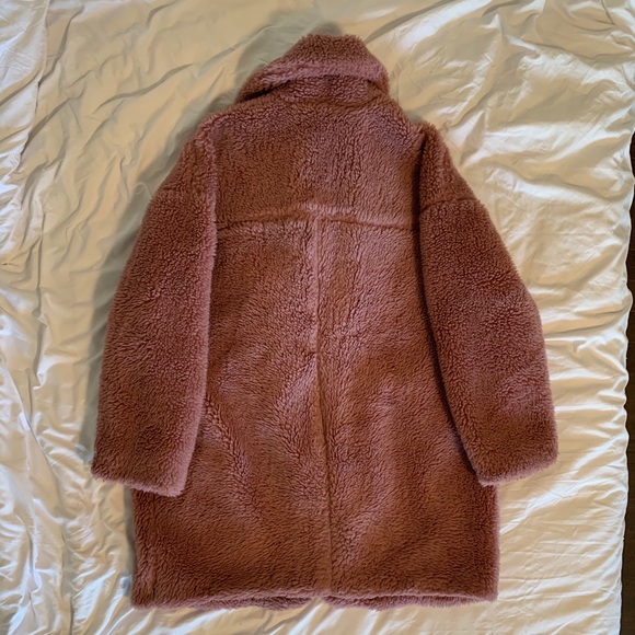 US8 Topshop Pink/Mauve Teddy Bear Coat - Picture 2 of 4